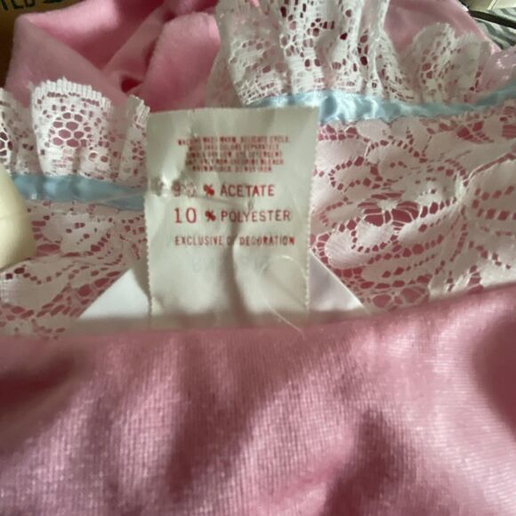 Vintage JJM New York Robe Womens Size 40 Pink Lace Trim Maxi Belted Made USA 70s - Picture 8 of 8